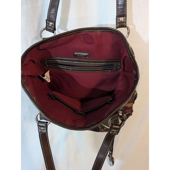 Vintage Rosetti Tote Shoulder Bag Brown Multicolor Floral Swirl Purse Y2K Retro - Picture 4 of 6